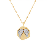 Diamonique Motif "Angel Wings" Pendant with Chain 14K Yellow Clad